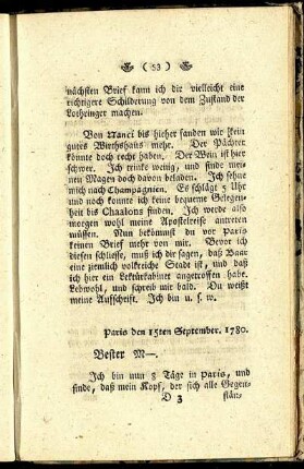 Paris den 15ten September, 1780.
