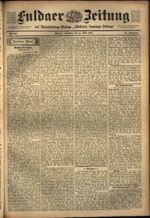 Zweite Ausgabe vom Samstag, den 21. Mai 1898.