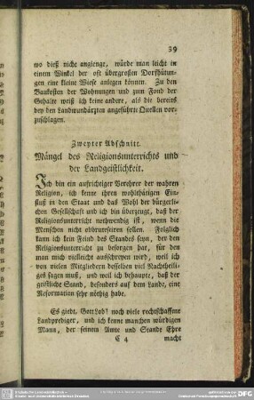 Zweyter Abschnitt. Mängel des Religionsunterrichts und der Landgeistlichkeit
