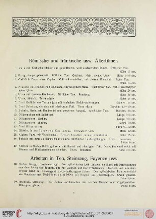 Arbeiten in Ton, Steinzeug, Fayence usw. (Nr. 18-54)
