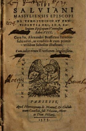De vero iudicio et providentia Dei ... libri VIII