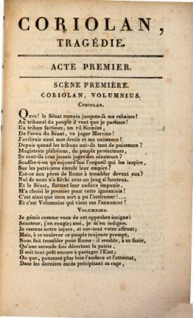 Coriolan : Tragédie en 5 actes, et en vers