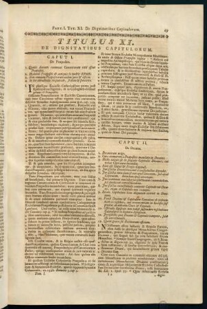 67-73, Titulus XI. De Dignitatibus Capitulorum.