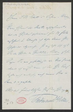 Brief an B. Schott's Söhne : 20.04.1853