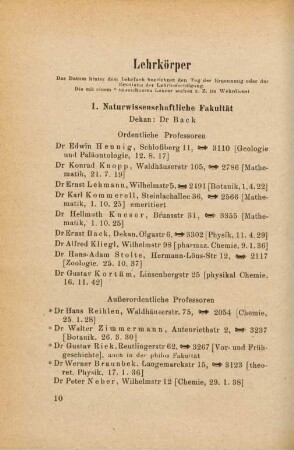 10-23, Lehrkörper