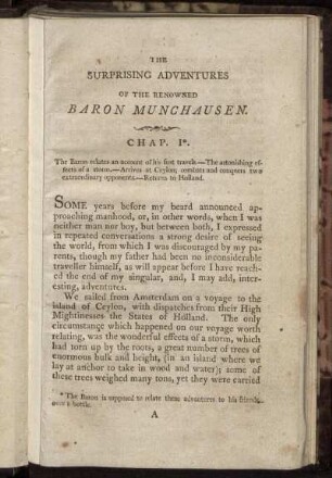 The Surprising Adventures of the Renowned Baron Munchhausen. Chap. I. - Chap. XXV.