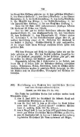Verleihung von Rechten der juristischen Person und von Corporationsrechten : [V. Elementarschulwesen]
