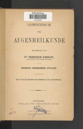 Compendium der Augenheilkunde