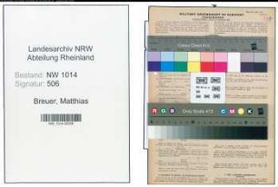 Entnazifizierung Matthias Breuer , geb. 09.06.1906 (Mechaniker)