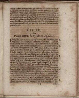 Cap. III. De Partu nato, & quidem legitimo.