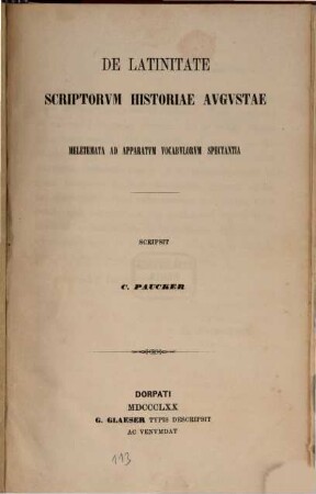 De latinitate scriptorum historiae Augustae : meletemata ad apparatum vocabulorum spectantia