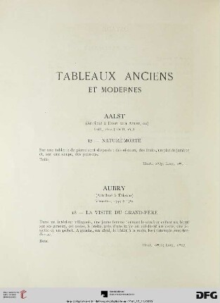 Tableaux anciens et modernes (Nr. 17-59)