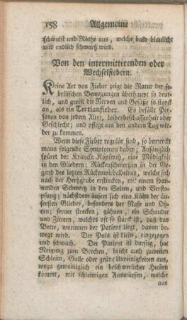 Von den intermittirenden oder Wechselfiebern.