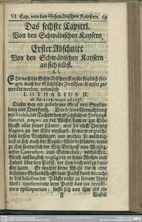 Das sechste Capitel. Von den Schwäbischen Kaysern an sich selbst