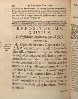 Repositorium Quintum. De Perfectione Angelorum, quo ad esse supernaturale.