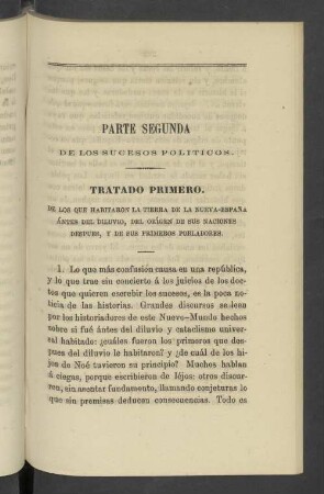 Parte Secunda de los sucesos politicos. Tratado Primero