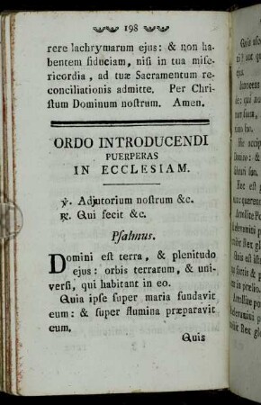 Ordo Introducendi Puerperas in Ecclesiam.