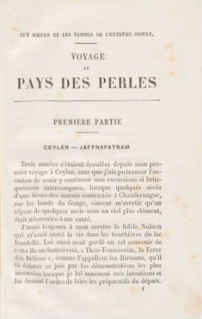 Première partie. Ceylan - Jaffnapatnam