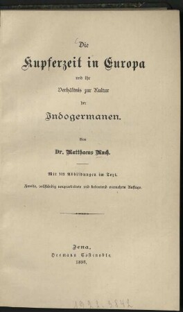 Die Kupferzeit in Europa und ihr Verhältnis zur Kultur der Indogermanen