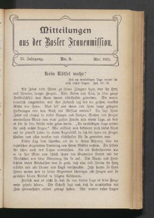 15. Jahrgang. Nr. 3. Mai 1915