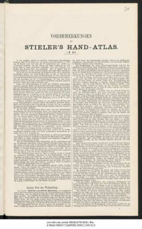 Vorbemerkungen zu Stieler's Hand-Atlas