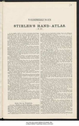 Vorbemerkungen zu Stieler's Hand-Atlas