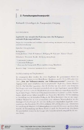 2. Forschungsschwerpunkt "Kulturelle Grundlagen der Europäischen Einigung"