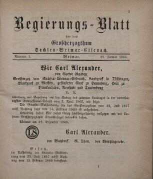 Nr. 1 : 28. Januar 1866