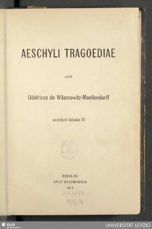 Aeschyli Tragoediae