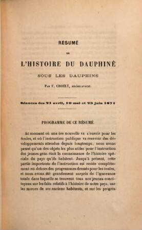 Bulletin mensuel de l'Académie Delphinale. 7. 1871 (1872)
