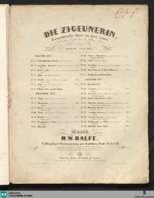 Die Zigeunerin : romantische Oper in drei Acten