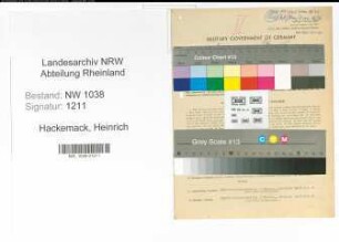 Entnazifizierung Heinrich Hackemack , geb. 05.03.1905 (Abrechner)