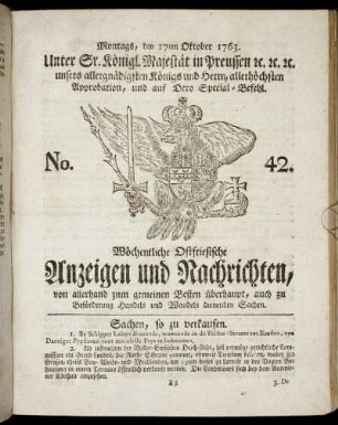 No. 42. Montags, den 17ten Oktober 1763.