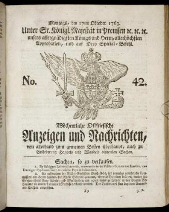No. 42. Montags, den 17ten Oktober 1763.
