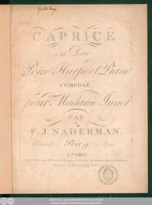 Caprice en Duo Pour Harpe et Piano : Œuvre 18. 2e.Duo