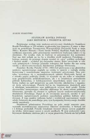 1: Stanisław Kostka Potocki jako historyk i teoretyk sztuki