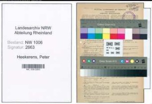 Entnazifizierung Peter Heekerens , geb. 29.10.1909 (Arbeiter)