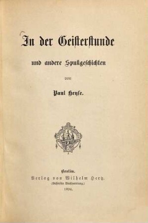 In der Geisterstunde und andere Spukgeschichten