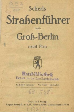 1921: Scherls Straßenführer durch Berlin