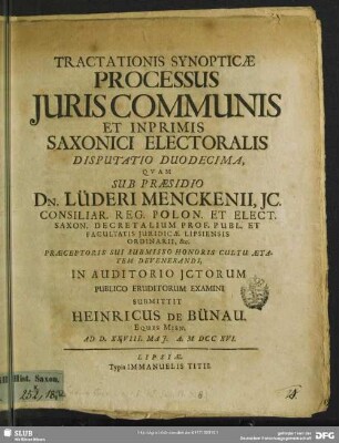 12: Disputatio Duodecima : Ad D. XXVIII. Mai. A. MDCCXVI.