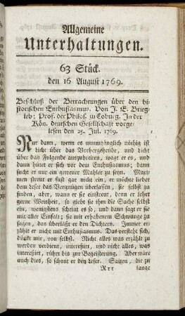 63 Stück. d. 16. August 1769.
