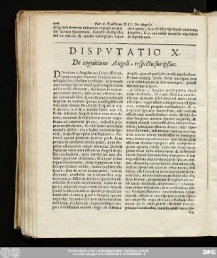 Disputatio X. De cognitione Angeli, respectu sui ipsus.