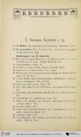 II. Radirungen, Kupferstiche u. dgl. (Nr. 31-188)