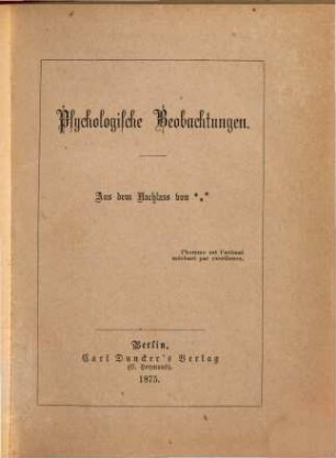 Psychologische Beobachtungen