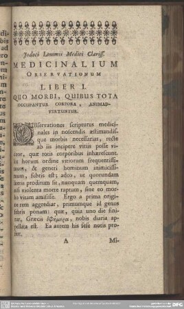 Liber I. Quo Morbi, Quibus Tota Occupantur Corpora, Animdvertuntur