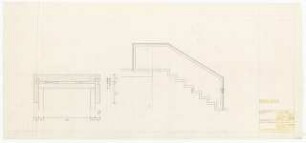 Wohnhaus F. Haas, Karlsruhe Ausführungsplanung: Handlauf Treppe: Ansicht, Schnitt 1:10, 1:1