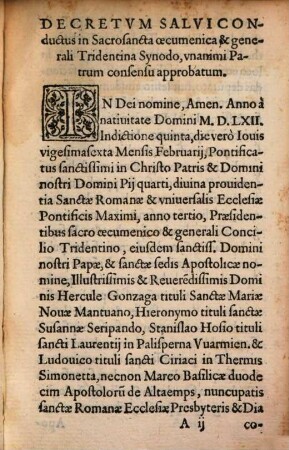 Decretum Salvi conductus in sacrosancta Oecumenica Synodo ... approbatum