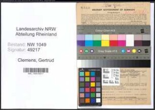 Entnazifizierung Gertrud Clemens , geb. 22.02.1897 (Sprachlehrerin)