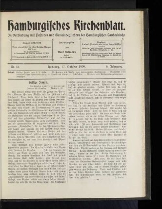 Nr. 42. Hamburg, 17. Oktober 1909. 6. Jahrgang.