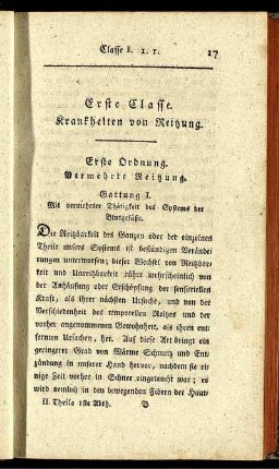 Erste Ordnung. Vermehrte Reitzung.